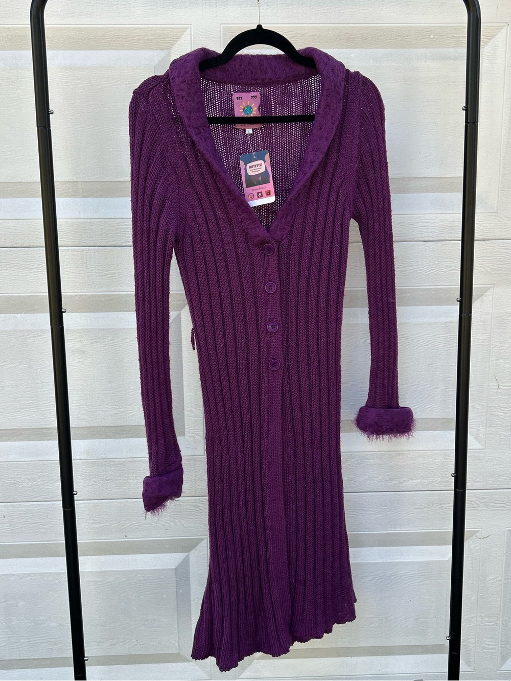 UNIF purple ribbed long cardigan